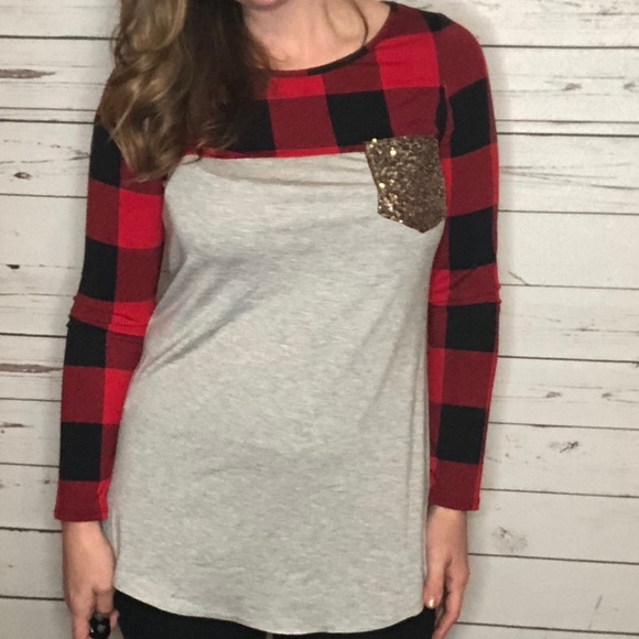 Plaid Sequin Pocket Shirt - Picture 2 of 4